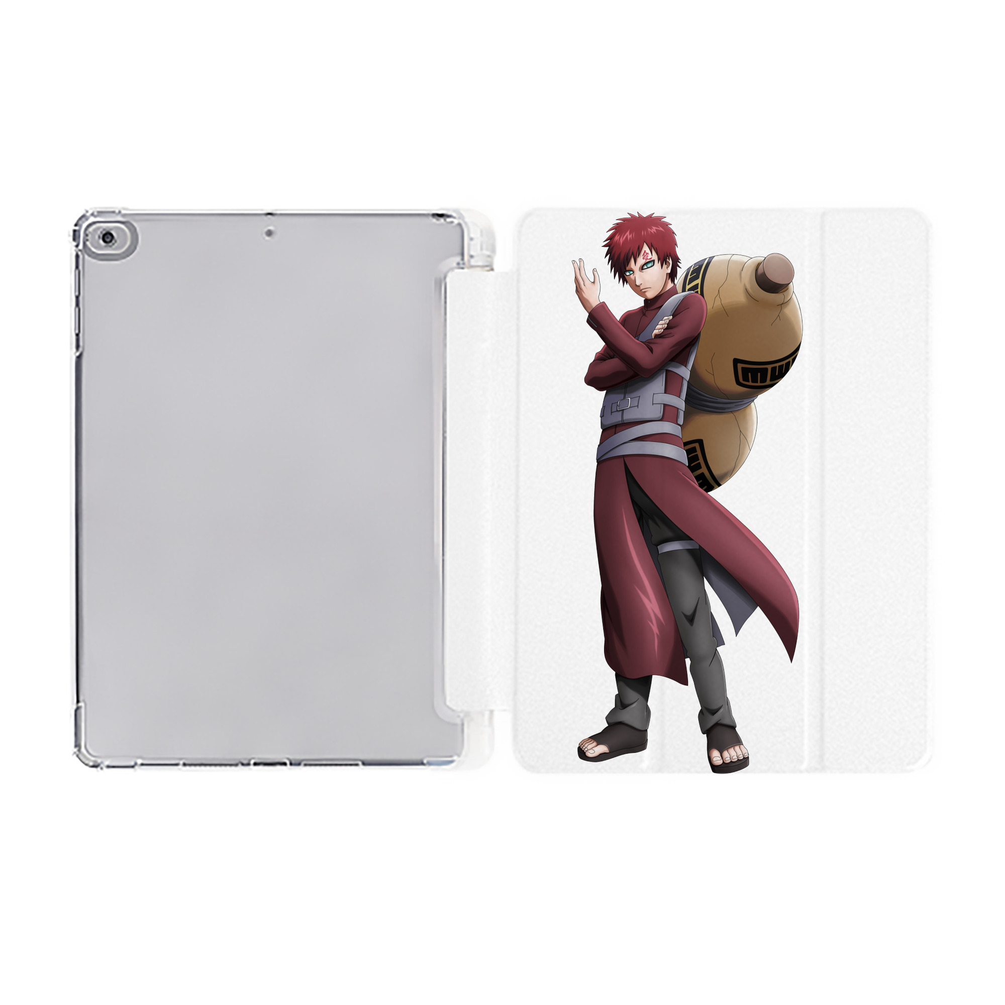 （画像用） NARUTO -ナルト- ガアラ Gaara IPad ケース ペン収納付き 三つ折りスタンド PUレザー×シリコン 対応機種9.5/10.5/10.9インチ